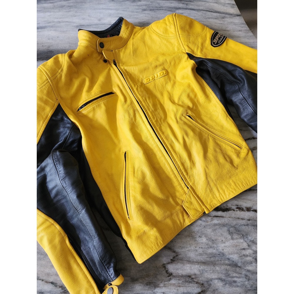 Spidi On Track Mens Yellow Black Leather Motorcycle Racing Jacket Size 56 EU